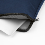 Durable waterproof recycled nylon laptop sleeve 15.6'' navy-blue colour detail view
