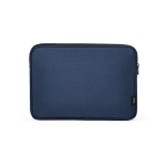 Durable waterproof recycled nylon laptop sleeve 15.6'' navy-blue colour front view