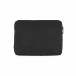 15.6” recycled canvas laptop sleeve with rigid padding black colour front view