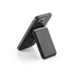 2-in-1 vegan leather magnetic card holder with phone stand black colour fourth view