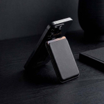 2-in-1 vegan leather magnetic card holder with phone stand black colour ambient view