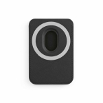 Magnetic mobile phone card holder in synthetic leather with clip black colour rear view