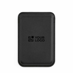 Magnetic mobile phone card holder in synthetic leather with clip main view