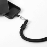 Universal adjustable recycled polyester phone strap black colour second view