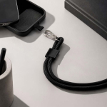 Universal adjustable recycled polyester phone strap black colour ambient view