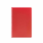 A5 notebook with soft cover and side spiral, ruled pages red colour front view