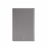 A5 notebook with soft cover and side spiral, ruled pages grey colour rear view