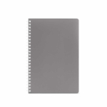 A5 notebook with soft cover and side spiral, ruled pages grey colour front view