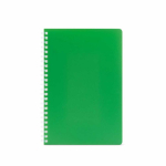 A5 notebook with soft cover and side spiral, ruled pages green colour front view
