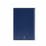 A5 notebook with soft cover and side spiral, ruled pages navy-blue colour rear view