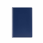 A5 notebook with soft cover and side spiral, ruled pages navy-blue colour front view