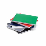 A5 notebook with soft cover and side spiral, ruled pages detail view