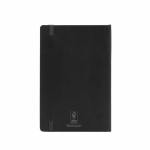 Recycled synthetic leather notebook with soft A5 cover and lined pages black colour rear view