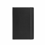 Recycled synthetic leather notebook with soft A5 cover and lined pages black colour front view