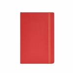 Recycled synthetic leather notebook with soft A5 cover and lined pages red colour front view