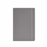 Recycled synthetic leather notebook with soft A5 cover and lined pages grey colour front view