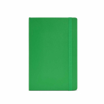 Recycled synthetic leather notebook with soft A5 cover and lined pages green colour front view