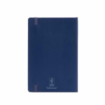 Recycled synthetic leather notebook with soft A5 cover and lined pages navy-blue colour rear view