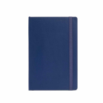 Recycled synthetic leather notebook with soft A5 cover and lined pages navy-blue colour front view