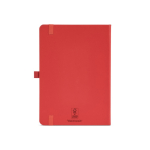 A5 recycled synthetic leather notebook with elastic closure and lined pages red colour rear view