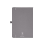 A5 recycled synthetic leather notebook with elastic closure and lined pages grey colour rear view