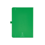 A5 recycled synthetic leather notebook with elastic closure and lined pages green colour rear view