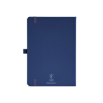A5 recycled synthetic leather notebook with elastic closure and lined pages navy-blue colour rear view