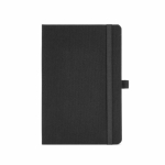 Eco-friendly hardback notebook with inner pocket and lined A5 pages black colour front view