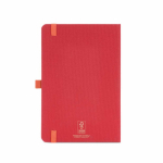 Eco-friendly hardback notebook with inner pocket and lined A5 pages red colour rear view