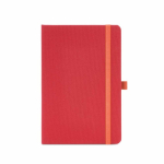 Eco-friendly hardback notebook with inner pocket and lined A5 pages red colour front view