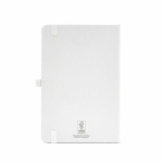 Eco-friendly hardback notebook with inner pocket and lined A5 pages white colour rear view