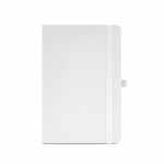 Eco-friendly hardback notebook with inner pocket and lined A5 pages white colour front view