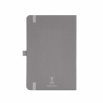 Eco-friendly hardback notebook with inner pocket and lined A5 pages grey colour rear view