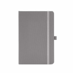 Eco-friendly hardback notebook with inner pocket and lined A5 pages grey colour front view