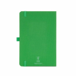 Eco-friendly hardback notebook with inner pocket and lined A5 pages green colour rear view