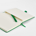 Eco-friendly hardback notebook with inner pocket and lined A5 pages green colour detail view