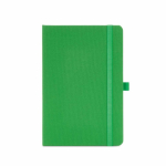 Eco-friendly hardback notebook with inner pocket and lined A5 pages green colour front view