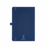 Eco-friendly hardback notebook with inner pocket and lined A5 pages navy-blue colour rear view