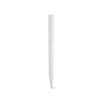 Recycled plastic pen with an ultra-lightweight design and blue ink white colour front view