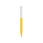 Recycled plastic pen with an ultra-lightweight design and blue ink yellow colour front view
