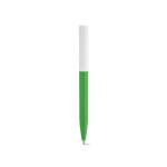 Recycled plastic pen with an ultra-lightweight design and blue ink green colour front view