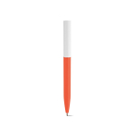 Recycled plastic pen with an ultra-lightweight design and blue ink orange colour front view
