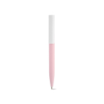 Recycled plastic pen with an ultra-lightweight design and blue ink light pink colour front view