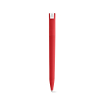 Pen with recycled plastic body, large clip and blue ink red colour rear view
