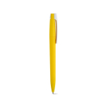 Pen with recycled plastic body, large clip and blue ink yellow colour second view