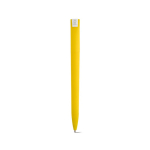 Pen with recycled plastic body, large clip and blue ink yellow colour rear view