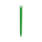 Pen with recycled plastic body, large clip and blue ink green colour rear view