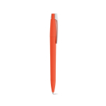 Pen with recycled plastic body, large clip and blue ink orange colour second view