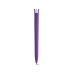 Pen with recycled plastic body, large clip and blue ink violet colour rear view