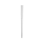 Pen with recycled plastic body, large clip and blue ink front view
